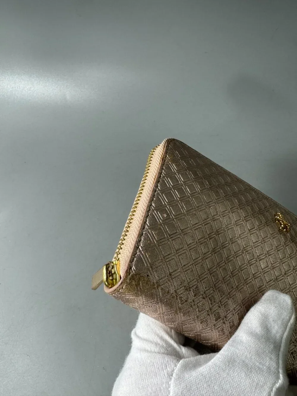 Tory Burch Rose Gold Diamond Quilted Leather Fleming Continental Wallet